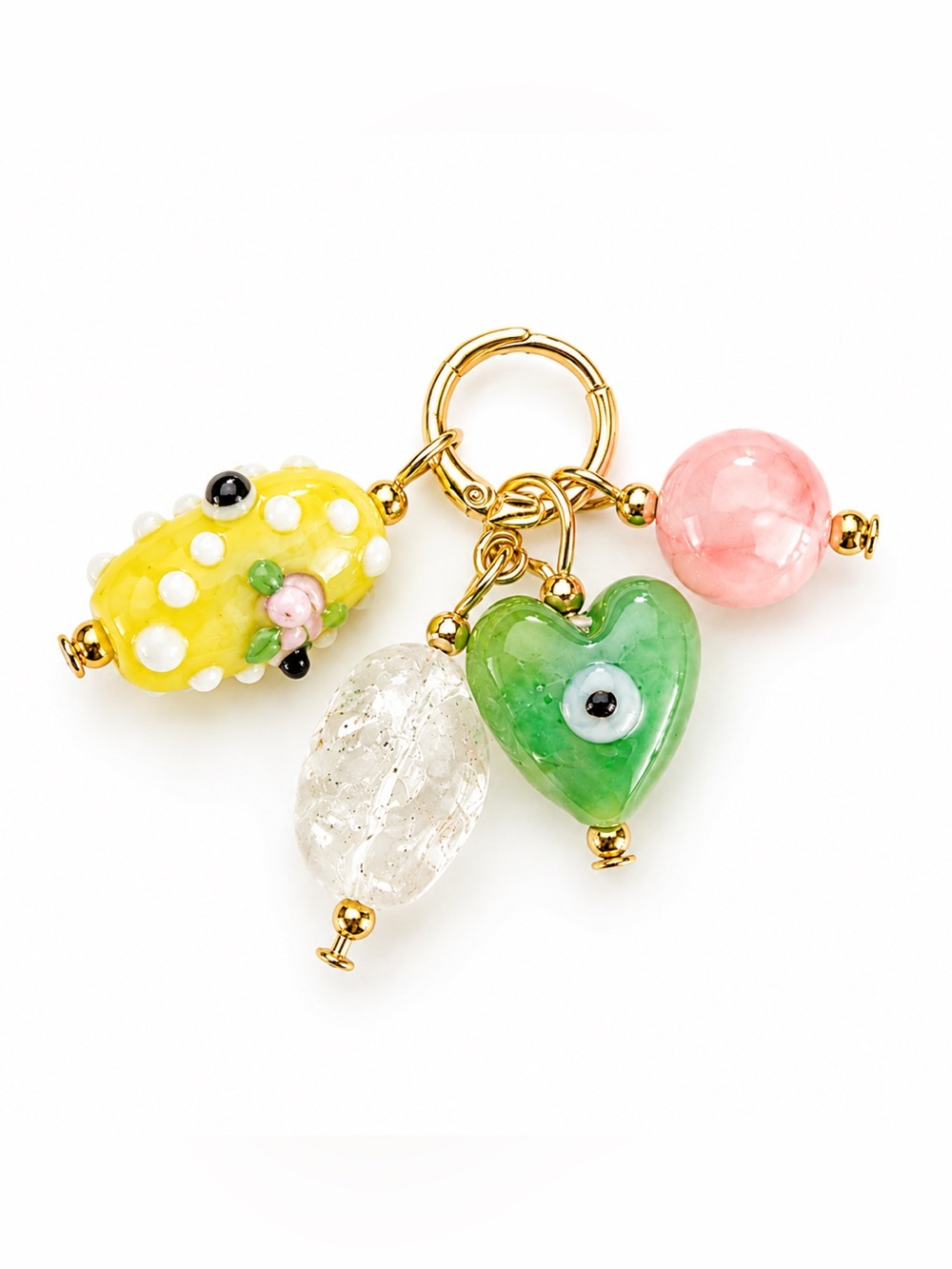 Charms Mix with  Evil Eye and Pink Quartz heart Pendant | Boho Charms Mix